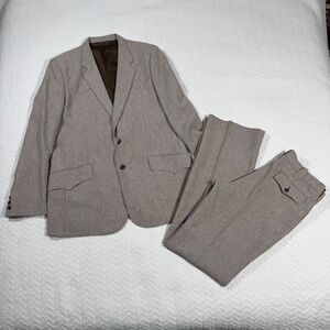 VTG Lee Western Suit Men's 44L 33x35 Tan Textured Western Yoke USA 70s‎ EUC